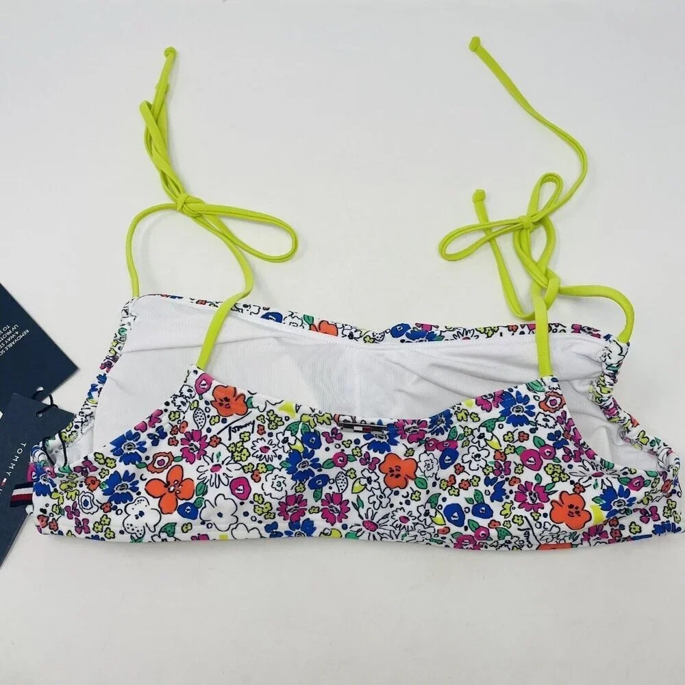 Tommy Hilfiger Womens Large Tie-Strap Floral Print Bralette‎ Bikini Top $78 1953